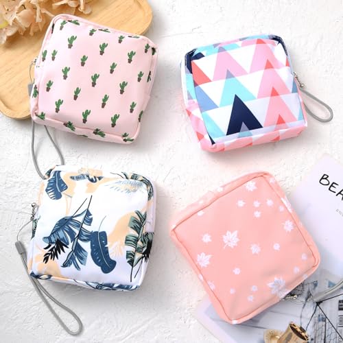 Image of 4Pcs Sanitary Napkin Storage Bag, Small Menstrual Period Bag Period Pouch Waterproof ,Tampon Organizer Pouch Tampon Pad Holder for Purse, Pad Bag Feminine Care First Period for Teen Girls School