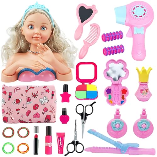 KEORHEZ 23 PCS Frisierkopf Kinder, Schminkkopf für Mädchen –...