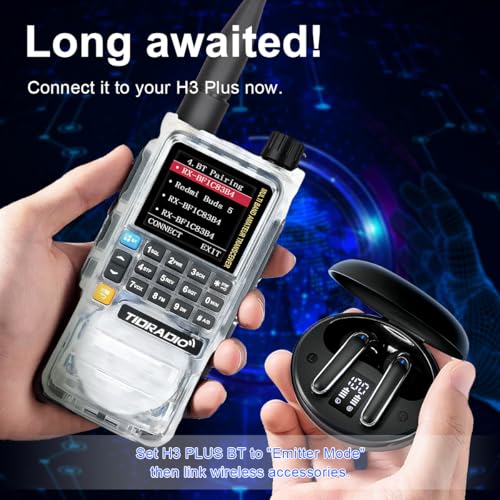 Image of TIDRADIO TD-H3 Plus Ham Radio Handheld, Bluetooth-Headphone-connectable,Wireless Programming, Multi-Band Walkie Talkies Long Range NOAA Emergency Weather Radios for Survival Gear Crystal 2 Pack