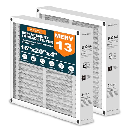 2-Pack 16x20x4 Air Filter Compatible with Honeywell FC100A1003 MERV 13 HVAC Furnace Filter Replacement Actual Size:15.94x19.75x4.38