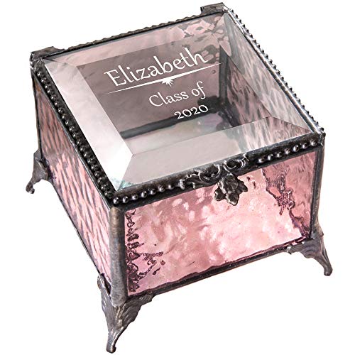 Personalized Graduation Gift For Her Glass Jewelry Box Engraved Keepsake For High School