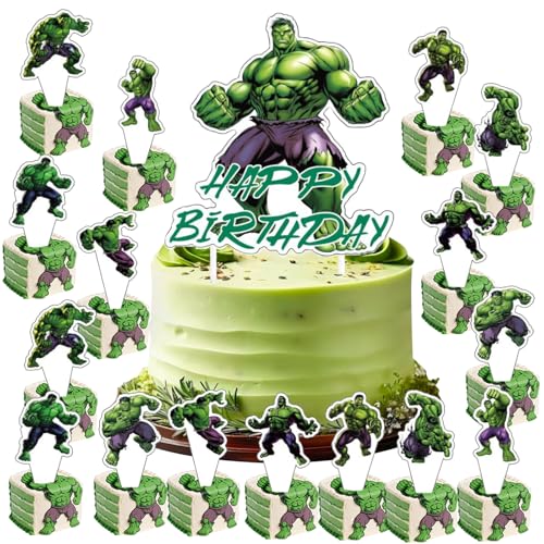 PfirstDa Gâteau Décoration Hullk, Décoration de Gâteau Hullk Anniversaire Cake Topper, Articles de Fête
