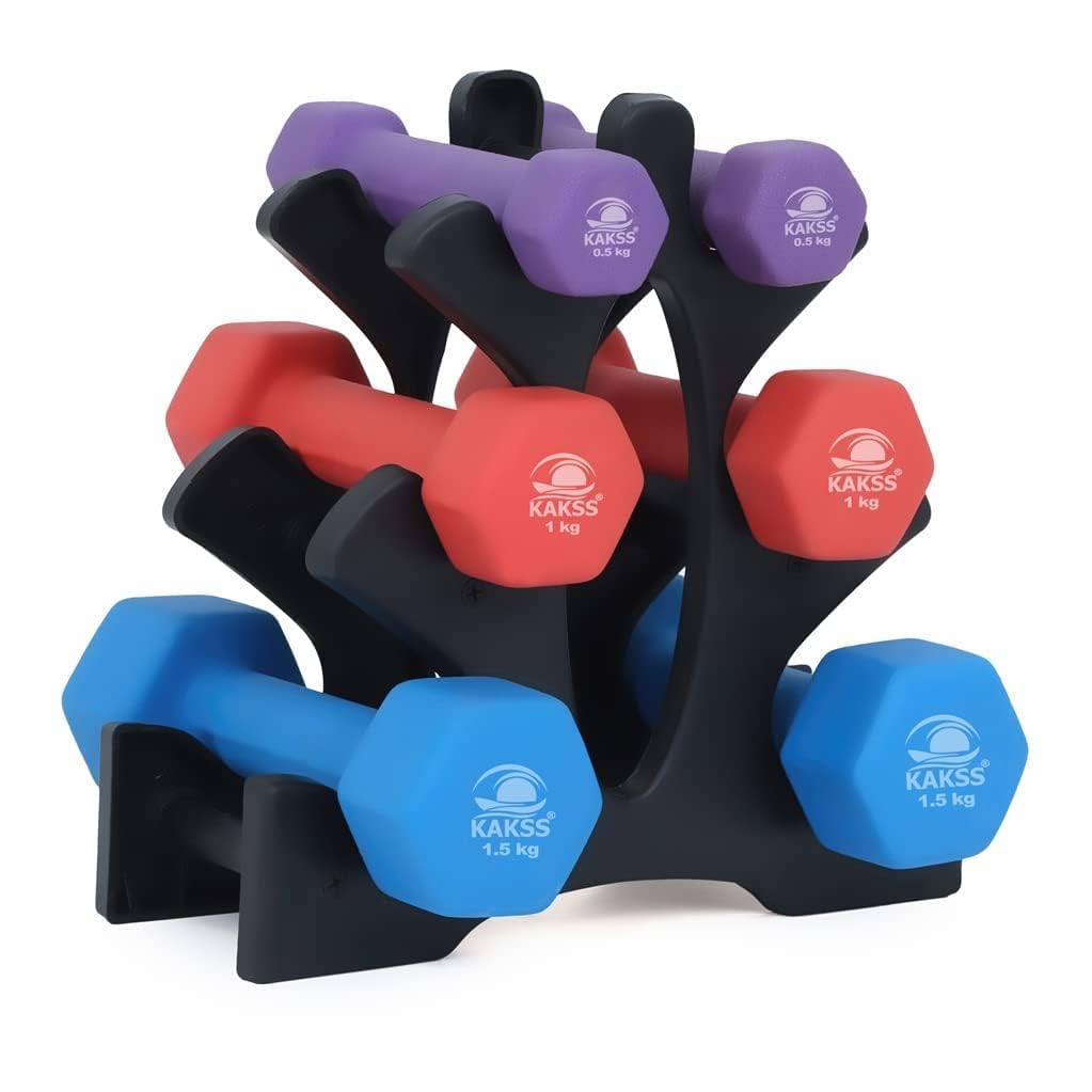 KAKSS Neoprene Dumbbell with Stand (Multicolor) (6Kg(0.5kg+1kg+1.5kg N Pair) (B0CHMNXJHC) Amazon Price History, Amazon Price Tracker