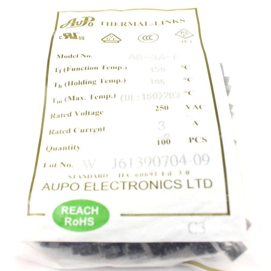 Generic 100 Pcs Thermal Fuse Cutoff TF 150 Degree 250V 3A A8-3A-F