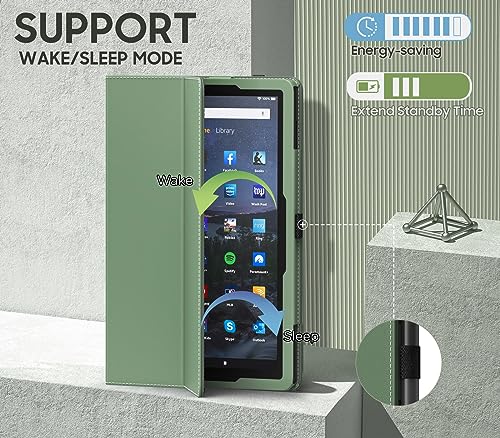 Image of MoKo Case Fits All-New Amazon Kindle Fire HD 10 & 10 Plus Tablet (13th /11th Generation, 2023 /2021 Release) 10.1 inch - Slim Folding Stand Cover with Auto Wake /Sleep, Celadon