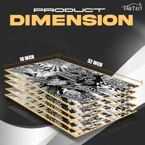 Image of FABTEC Car Damping Sheet 81.2X45.7 CM with 3.0mm Thickness |Sound & Heat PROOFING Car Sound Deadening Material Sound Insulation Premium Sound & Heat Insulation Mat Design(Black, Set of 5)