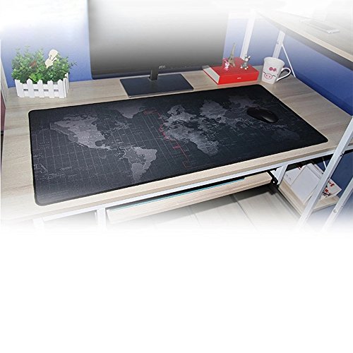 Vicloon Tappetino Mouse Gaming XXL per Mouse e PC, Mouse Pad Antiscivolo Fondo in Gomma con Bordi Cuciti 900x 400x3mm Mappa del Mondo