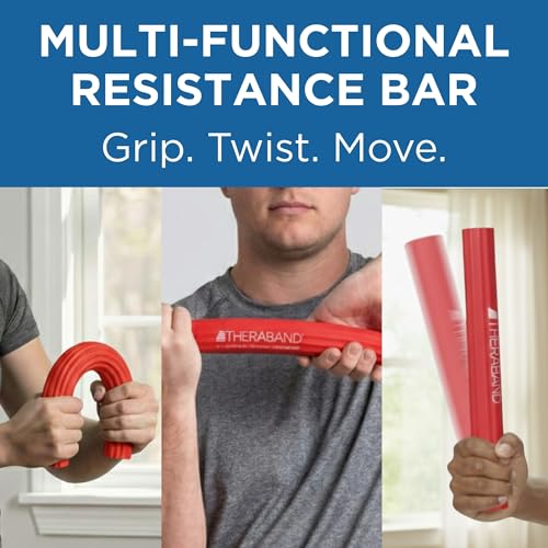 Image of THERABAND FlexBar Resistance Bar, Physical Therapy, Flex, Elbow, Wrist, Red