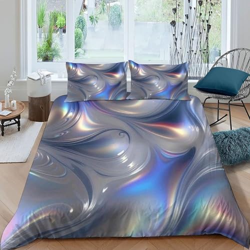 Ensemble d'impression 3D parure super king size bleu argenté