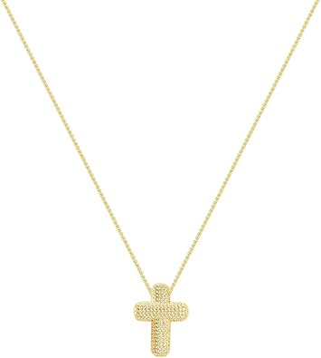 OGD Bubble Cross Necklace for Women 14k Gold Plated Cross Necklace Stackable Dainty Gold Necklace Mariner Chain Necklace CZ Cross Pendant Necklaces Set Simple Jewelry Gift