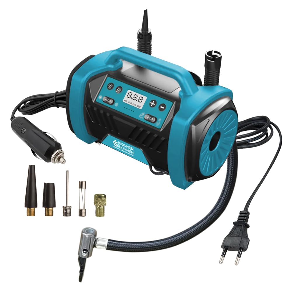 K&S Könner&Söhnen KS P30 Tragbare Elektronische Luftpumpe 12V Luftkompressor 35 l/min,auto kompressor 150 Psi,Hochdruckmodus, Kabellänge 3 m,automatische Abschaltung,Elektrisch Luftkompressor