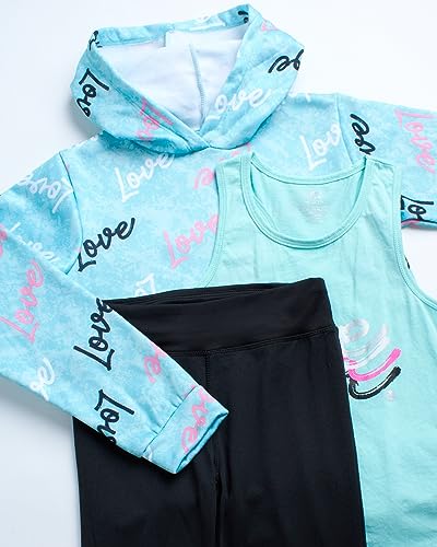 Image of RBX Girls Pants Set - 3 Piece Active Fleece Tank Top Pullover Girls Hoodies and Kids Leggings Athletic Set (7-14)