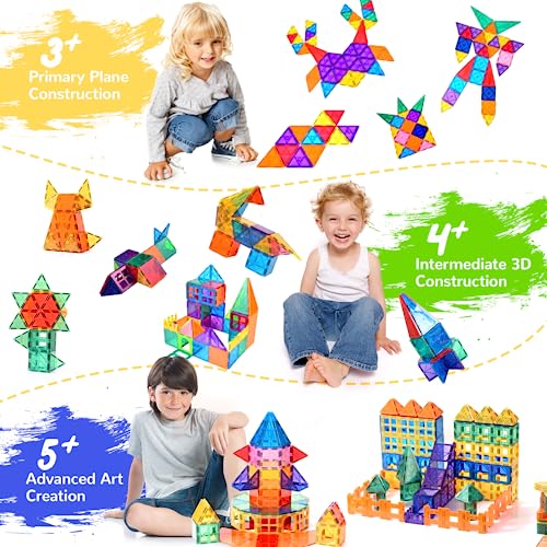 Urec Magnetic Tiles, Safe And Sturdy Magnet Tiles Magnetic Building Block Toys For Kids Ages 4-8, Stem Stacking Toys For Toddlers 3+, Preschool Sensory Learning Toys - Boys Girls Birthday Gifts #TOP4