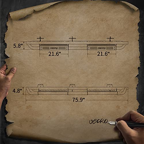 Oedro Running Boards W/Paintable Plates, Truck Side Steps Compatible With 2019-2023 Chevy Silverado/Gmc Sierra 1500 Double Cab; 2020-2023 2500Hd 3500Hd, Textured Nerf Bar, Black & Red #TOP4