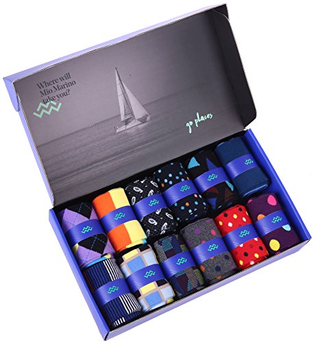 Marino Men's Dress Socks - Colorful Funky Socks For Men - Cotton Fashion Patterned Socks - 12 Pack - Trendy Collection - 10-13 #TOP4