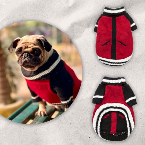 Image of Lulala Pet Puppy Clothes to Keep Warm in Autumn and Winter, Knitted Sweater, Teddy Poodle Clothes, Small Dogs Jacket Suitable for Pets (Red, 8 Inch)