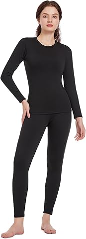 Ropa Interior térmica para Mujer, Ropa Interior cálida y Funcional, Juego de Ropa Interior de esquí para Mujer con Forro Polar Interior, ultrasuave, para Invierno, Ropa Interior térmica Larga