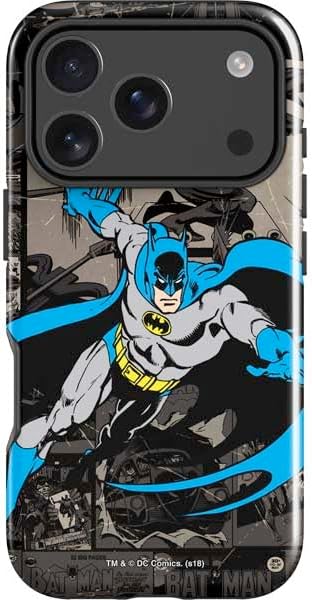 Skinit Impact Phone Case Compatible with iPhone 17 Pro Max - Officially Licensed DC Comics Batman Vintage Pose Collage Art Design