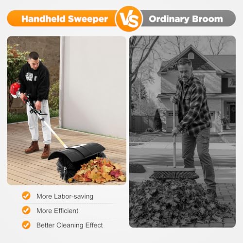 Image of 52cc 2.3HP Gas Power Broom, Handheld Leaf Blower & Sweeper for Lawn, Gravel, Snow, 2-Stroke Outdoor Cleaning Sweeping Machine with Shoulder Strap & Goggles, 33.8oz Fuel Tank