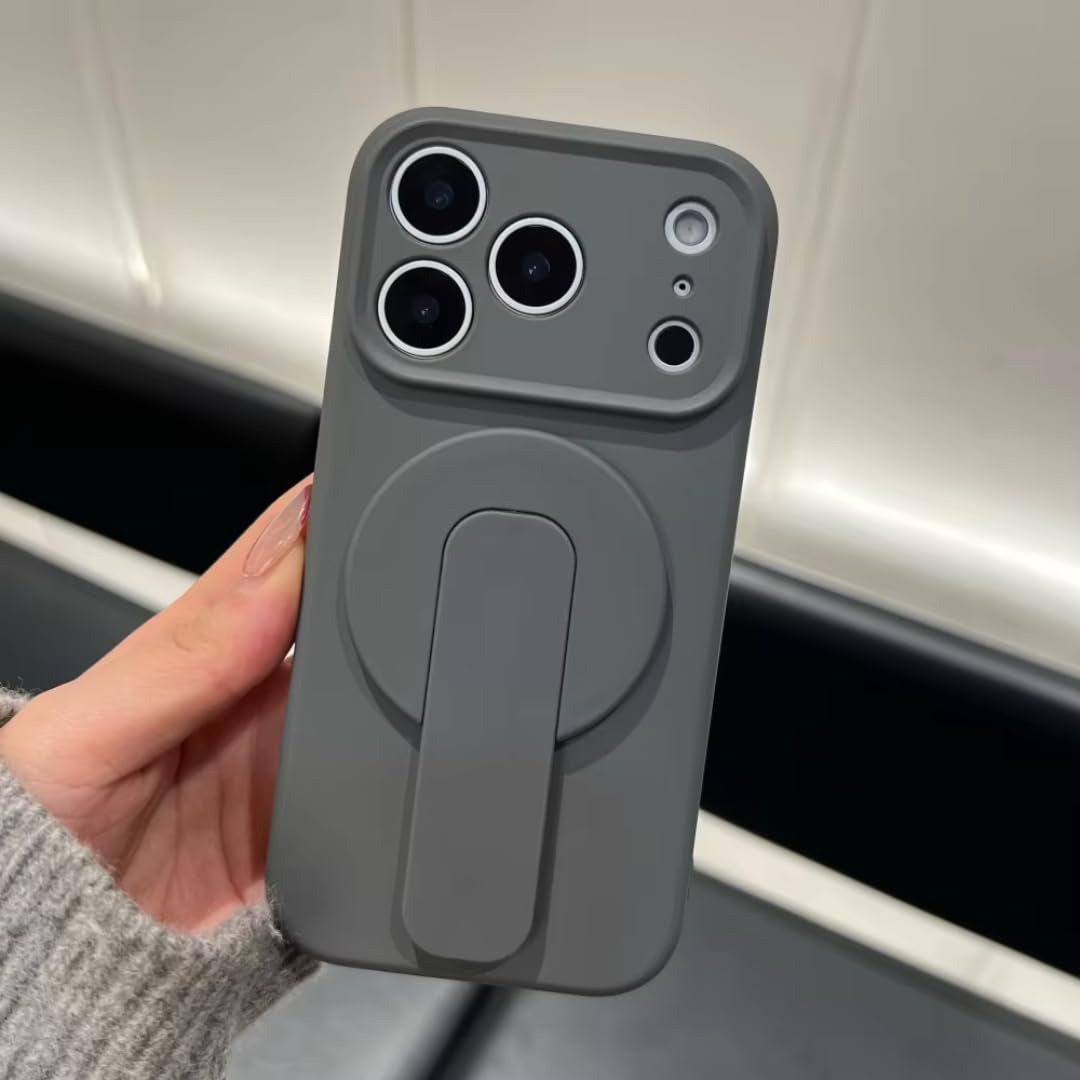 Custodia con supporto in silicone liquido per iPhone 17 Air 16 Plus 15 14 13 12 Pro Max 16e con cover posteriore morbida magnetica (per iPhone 13 Pro Max/Grigio Carbonio)
