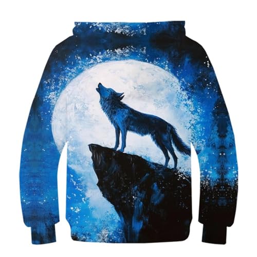 Sweat à capuche wolf original pull impression 3D enfant 11-13 ans - 3