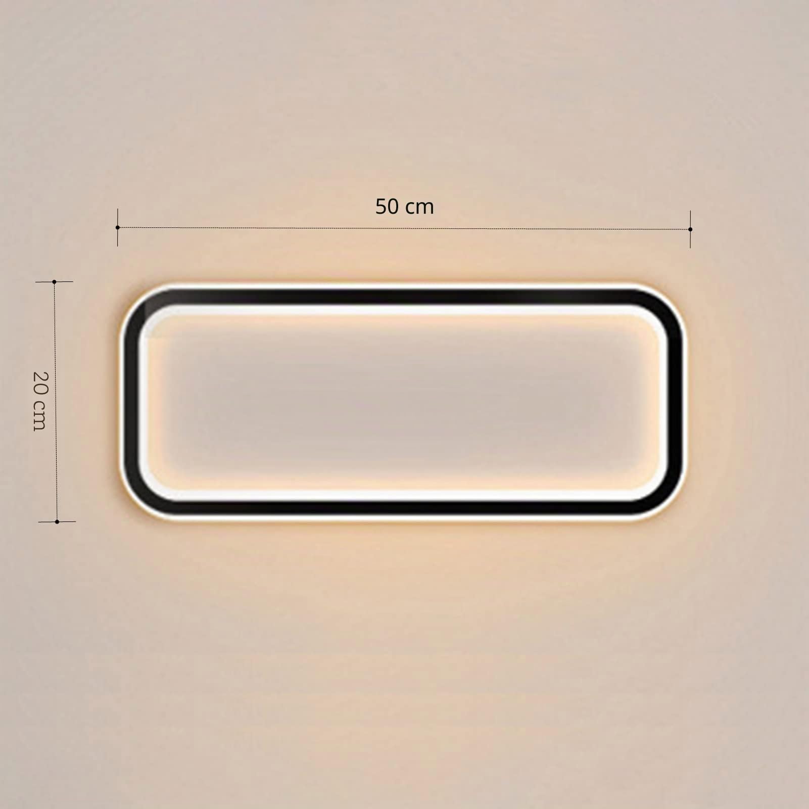 Lampara LED Techo Rectangular Vintage, Plafon LED Techo Rectangular Modernos para Salon Dormitorio Baño (Negro, Blanco Cálido)