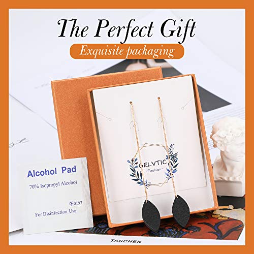 GELVTIC Leather Heart Earrings Dangle for Women Girls Trendy, Star Earrings Lightweight Fashion, Gifts for Her (51-Black) - Image 6