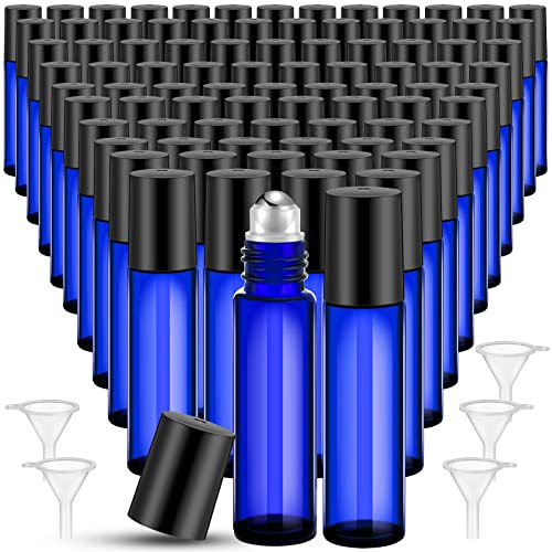 Image of Sumind 150 Pcs Glass Essential Oil Roller Bottles 10 ml, Blue