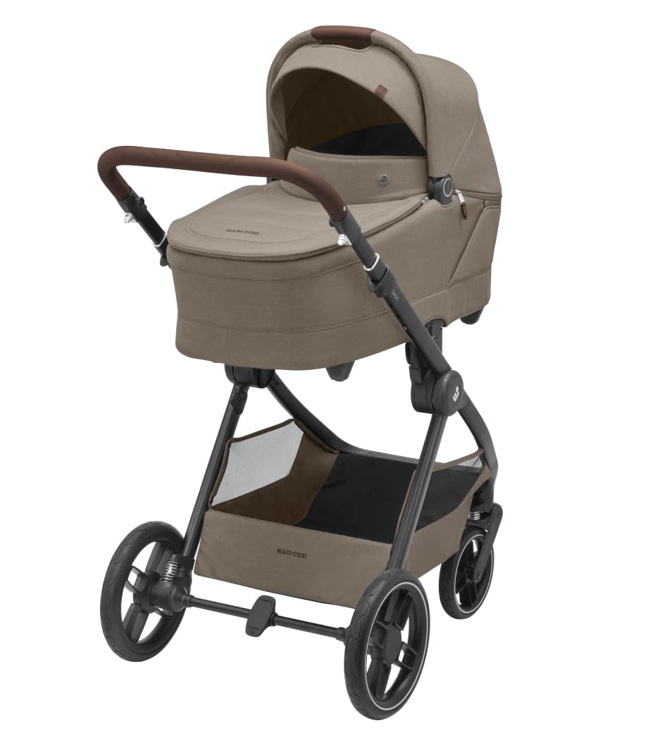 Maxi-​Cosi Oxford Plus Cochecito 2 en 1, incluye el capazo, 0-​4 años, 0-​22 kg, Plegado compacto, Asiento espacioso, reclinación ergonómica, Suspensión de última generación,​Amplia cesta, Twillic Truffle