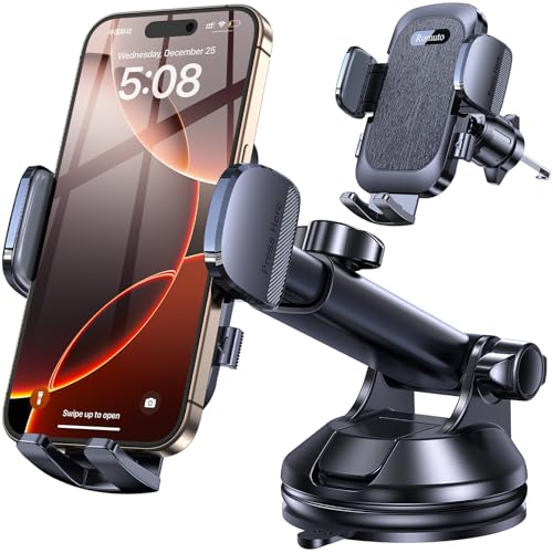 Romuto Handyhalterung Auto【Super Saugnapf】Handy Halterung Auto【360° Drehbar】Handyhalter fürs Auto Armaturenbrett Windschutzscheibe Lüftung KFZ Autohalterung für iPhone Samsung Lautsprecher Halterungen