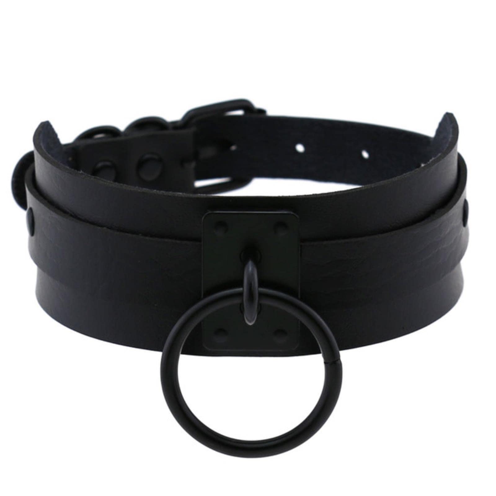 RFTWXHPN Collana girocollo in pelle nera con punte per
