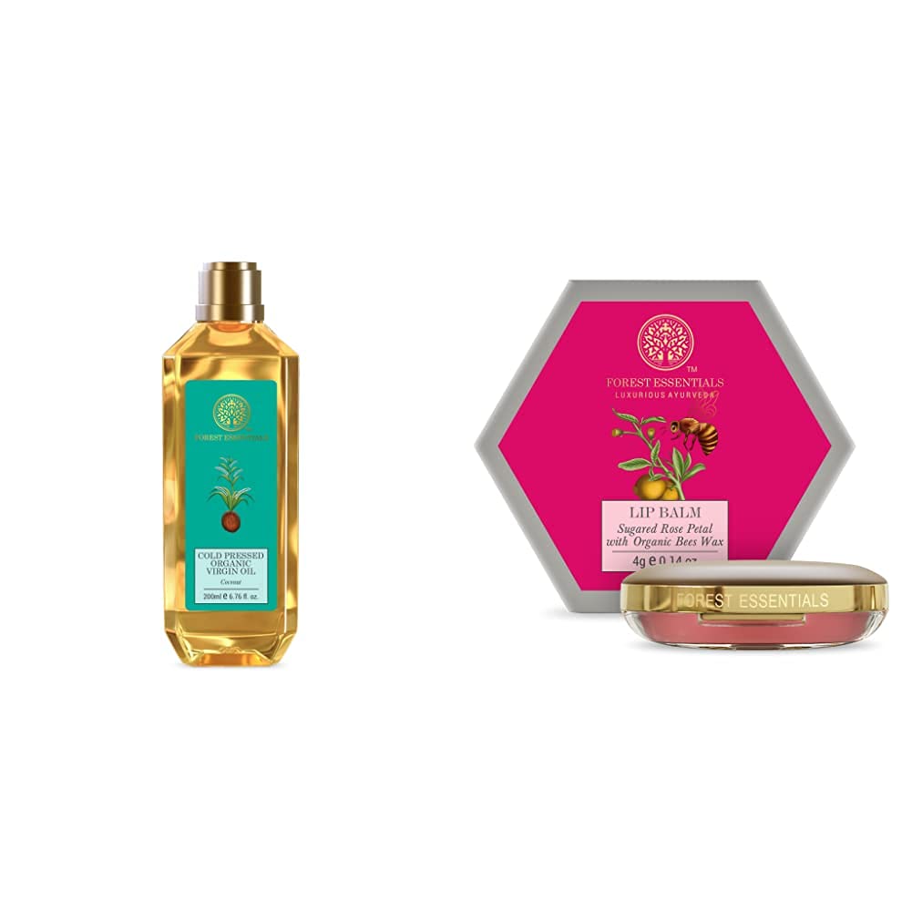 Forest Essentials Organic Cold Pressed Coconut Virgin Oil, 200ml & Forest Essentials Luscious Sugared Rose Petal Lip Balm, 4g-picture-12