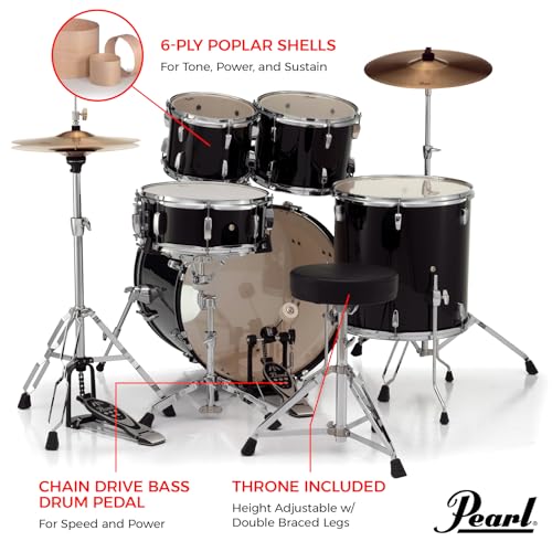 Image of Pearl Roadshow RS525WFC /C31 5-Piece Drum Set, Jet Black