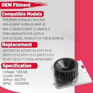 Upgraded S97009745 Motor Assembly Compatible with Broan NuTone Models 676, 684N Exhaust Fans, 684, 684-A, 684F-A, 684-B, F684, 684N, 676, 676-I, 676-K, 676-S, HD80L, HD80, 671A, 708-B, 648N-B