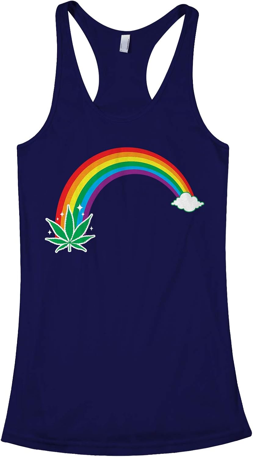 Marijuana Leaf Pot at End of The Rainbow Women's Racerback Tank Top