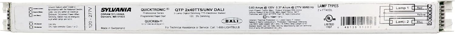 SYLVANIA 51392 - QTP2X40TT5/UNV DALI Compact Fluorescent Ballast