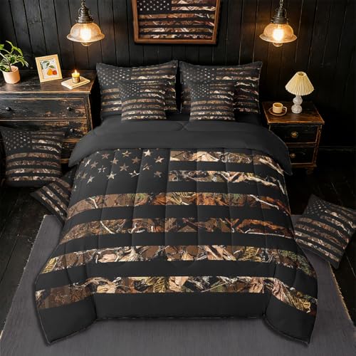 Feelyou American Flag 7-Piece Queen Bedding Set