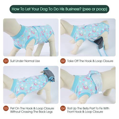 Image of Kuoser Dog Surgery Recovery Suit, Soft Breathable Dog Recovery Suit for Female Spay Male Nueuter, Anti Licking Puppy Onesie Pet Surgical Suit for Dogs Abdominal Wounds Skin Disease, Unicorn XS