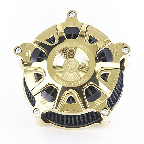 Powerjames Gold Air Cleaner Filter Intake For Harley Davidson 17-2022 Touring Street Road Electra Glide Flh 2018-Later M8 Softail #TOP2