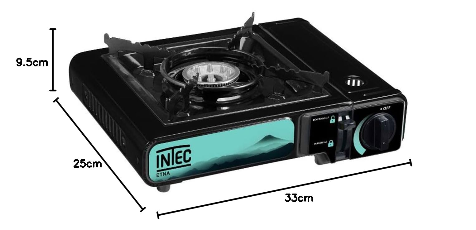 Kuchenka gazowa 2200W + Płyta grillowa + 4 kartusze gazowe, Grill Camping, Walizka INTEC
