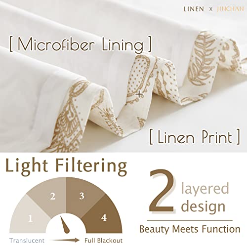 Jinchan Tie Up Shade Valance Curtain Paisley Linen Valance For Windows Adjustable Floral Valance Farmhouse Window Treatments For Kitchen Living Room 63 Inch Light Filtering Rod Pocket 1 Panel Taupe #TOP10