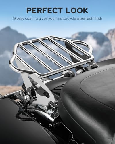 Benlari Chrome Detachable Luggage Rack 2-Up Mounting Rack Compatible for Harley Davidson Touring Road King Street Electra Glide 2009-2024 2021 2020 2019 2018 2017 2016 2015 2014 2013 2012 2011 2023