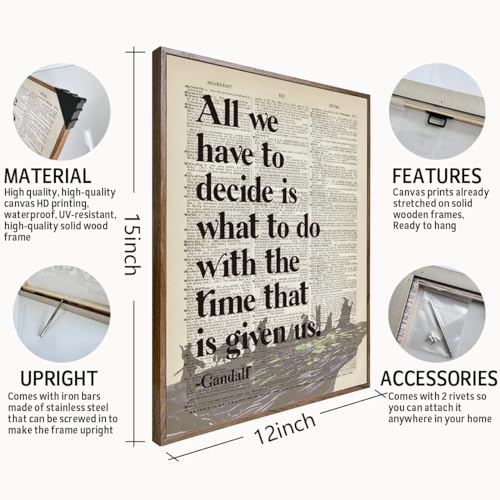 Image of Lord of the Rings Poster, LOTR Gifts, Framed LOTR Poster, Gift for LOTR Decor, All We Have to Decide is What to Do With The Time That is Given Us - Gandalf, LOTR Merch, LOTR Birthday Decor 12x15
