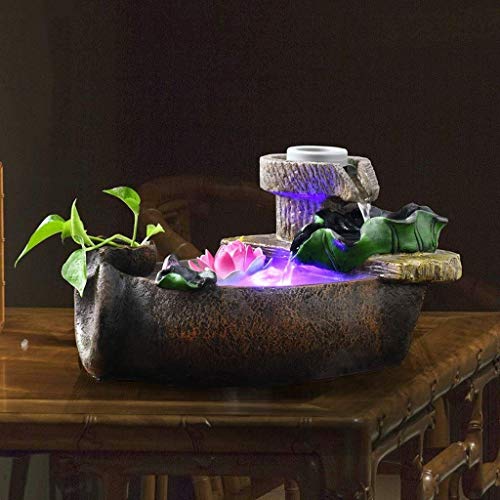 Desktop-Brunnen Kreativer Desktop-Brunnen Innenbrunnen Wasserfall Natural Tilt Kettle Fischteich Blumentopf Mit Zerstäuber Und Licht Dekorativer Brunnen (Farbe: A) - Image 4