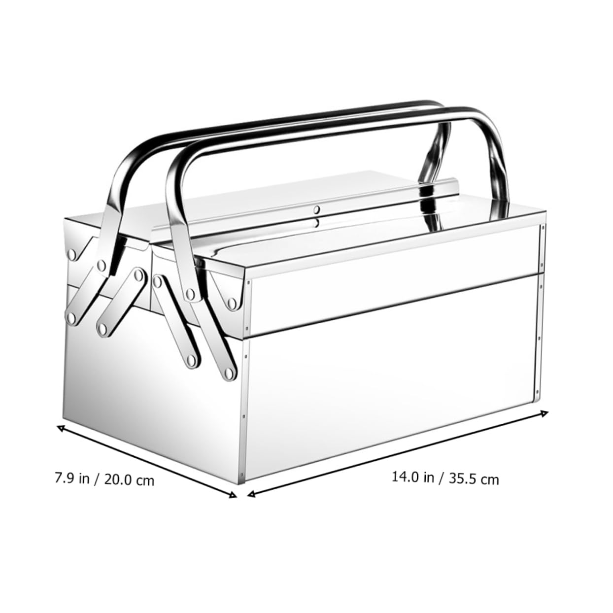 Cassetta Portautensili in Acciaio, Inox Cassetta Degli Attrezzi, Cassetta Portautensili in Alluminio Con Maniglia, 35,50x20,00x15,00cm