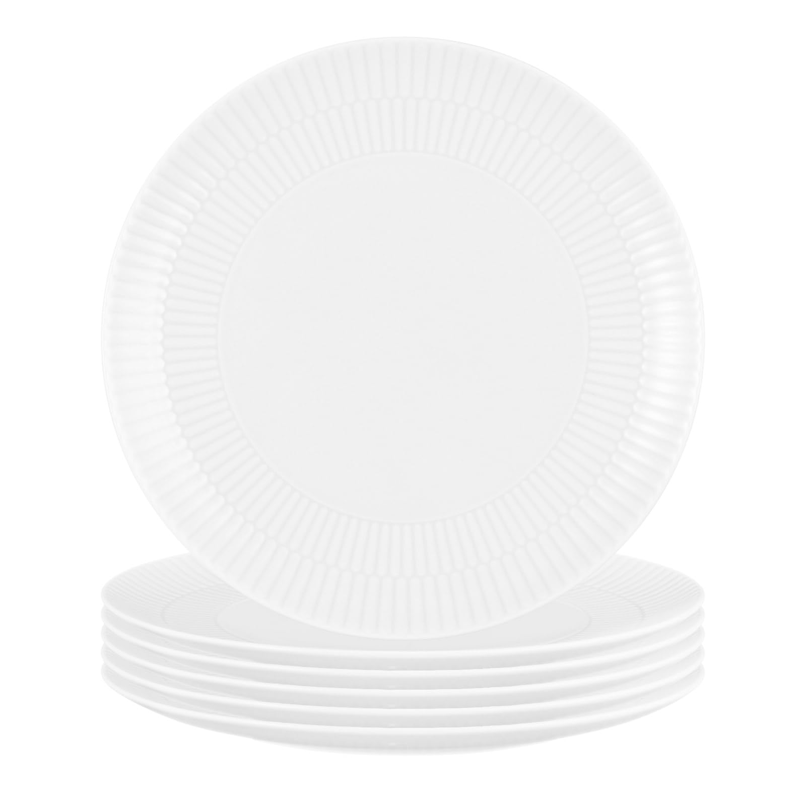 Seltmann Weiden Amina - Set di 6 piatti da colazione, 23 cm, rotondi, con motivo in rilievo, lavabili in lavastoviglie e microonde, in porcellana, colore: Bianco