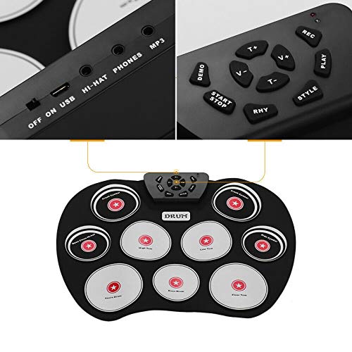 Elektronisch Drumstel Elektronische drumset, 7-zijdig USB -Verzorgde pedalen, kinderpercussie pad voor Kinderen en… - Image 4