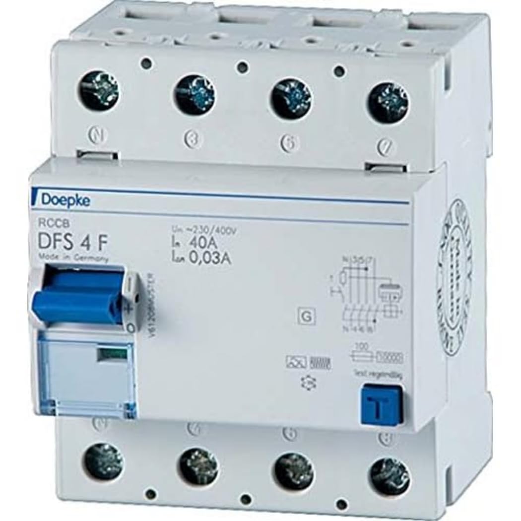 Doepke 09134820 DFS4 040-4/0,03-F - Disyuntor de corriente residual (4 pines, 40 A, 0,03 A, 400 V)