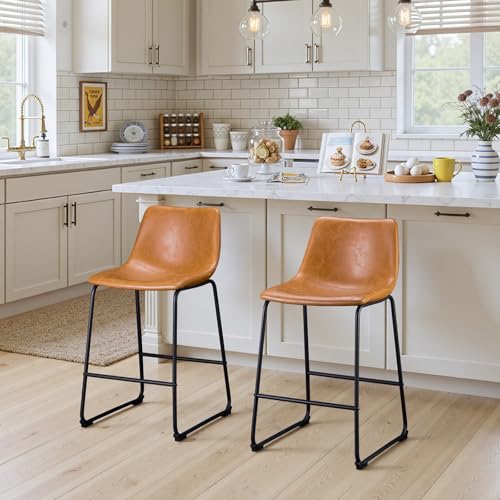Image of STOOLINK 26 Inch Bar Stools Set of 2, Counter Height Barstools with Back