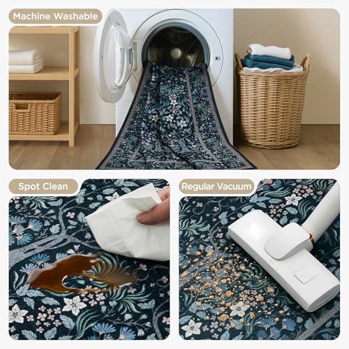 Tapete decorativo Joydeco 5x7 Boho Floral Antideslizante miniatura 5